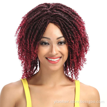 Wholesale Dreadlock Wig Short Braid Wigs Synthetic Afro Curly  Ombre Bug  Wig  Braided Crochet Twist Hair For Black Women